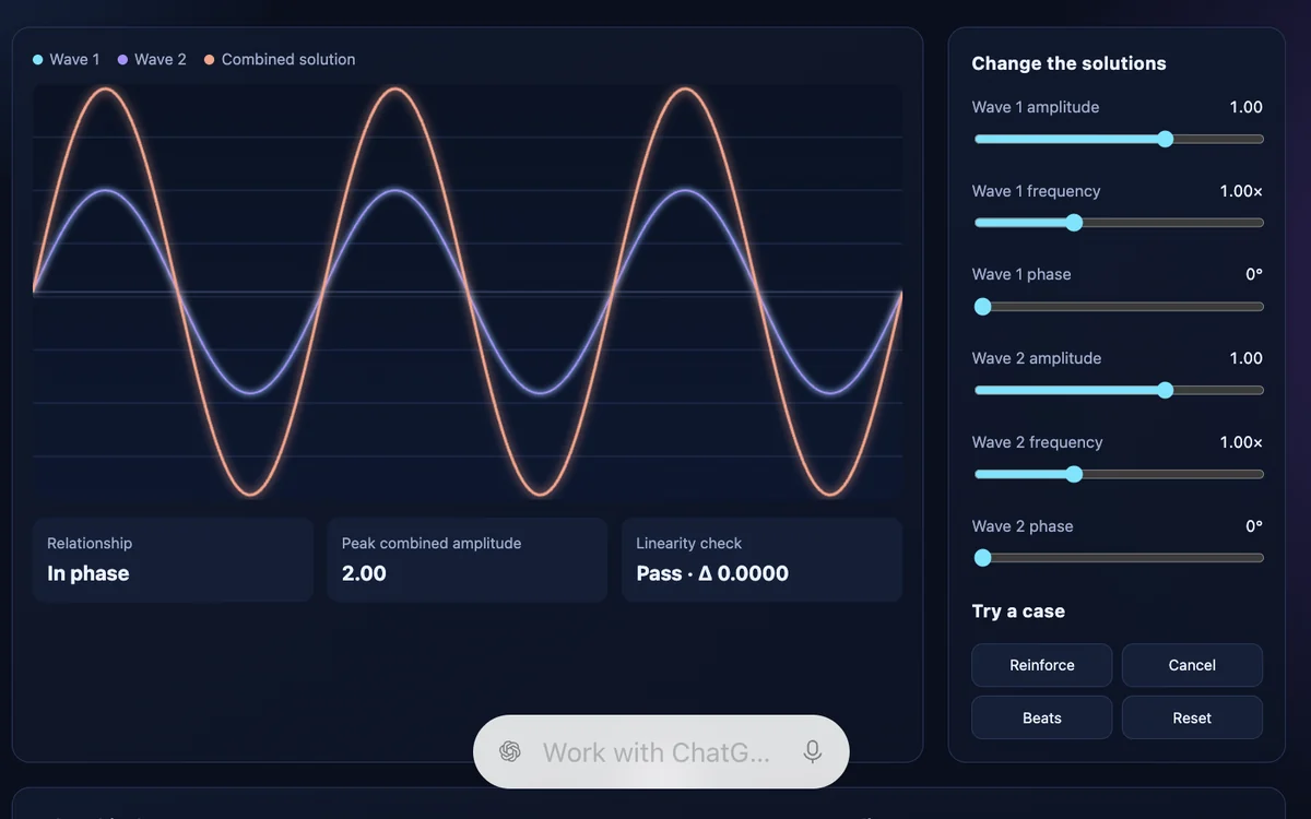 An interactive wave lab built from the same lecture, with sliders for amplitude, frequency and phase.