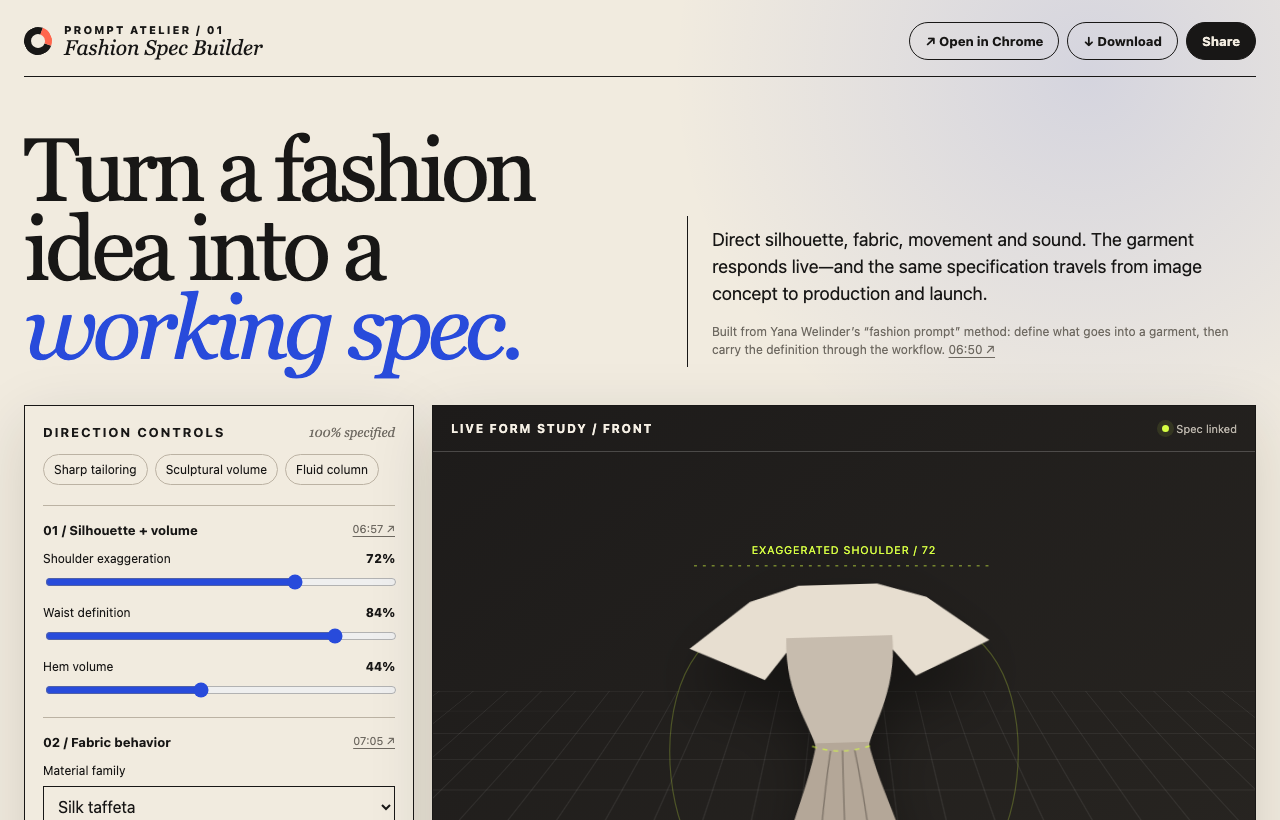 Interactive fashion prompt builder